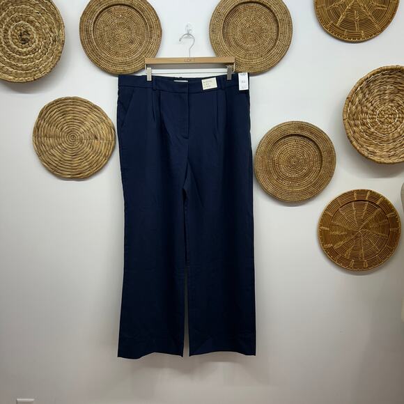 NEW Abercrombie Navy Blue Ultra High Rise Wide Leg Trouser Pant Plus Size 35/20 - Picture 1 of 6
